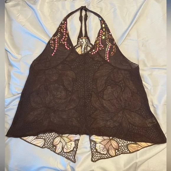 RARE GEM! Free People Crocheted and Beaded Vintage Tank - Picture 2 of 6